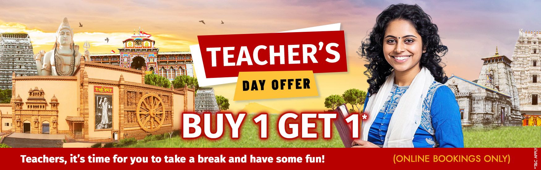 Teacher day offer from 5-sept to 30-Sept at Saiteerth Theme Park